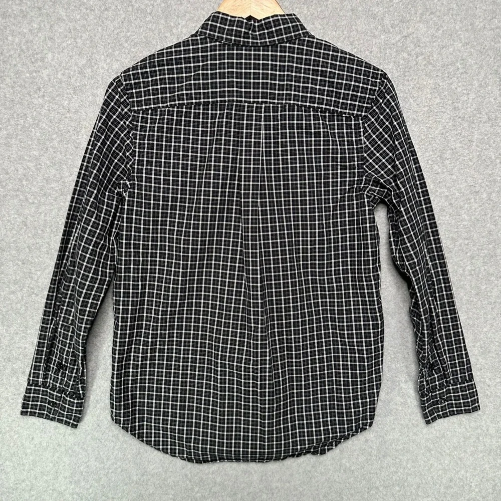 Ralph Lauren Boys Large 14-16 Black White Plaid Button Down Long Sleeve Shirt‎